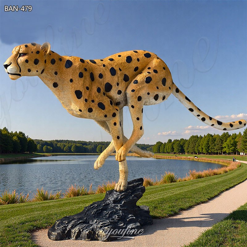 bronze large leopard statue