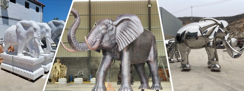 different material of elephant sculpture