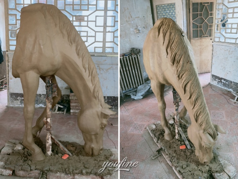 horse bust sculpture clay model