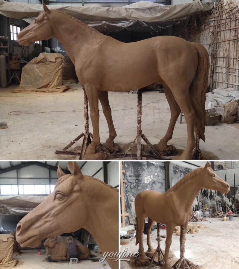 horse garden sculpture clay model