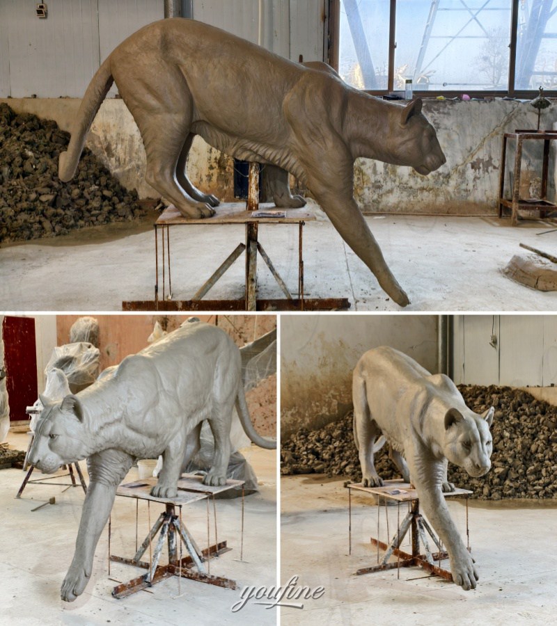 large black panther statue clay model