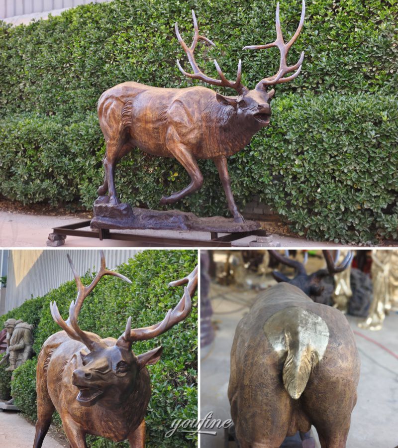large bronze stag for garden detail