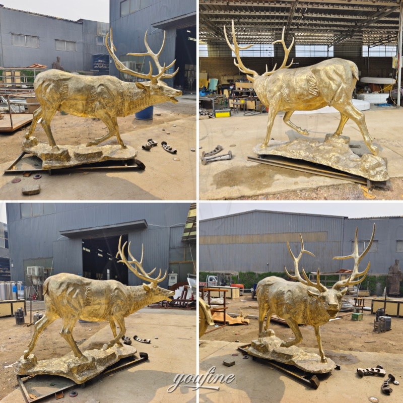 large stag garden statue after polishing