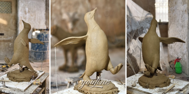 penguin garden statue clay model