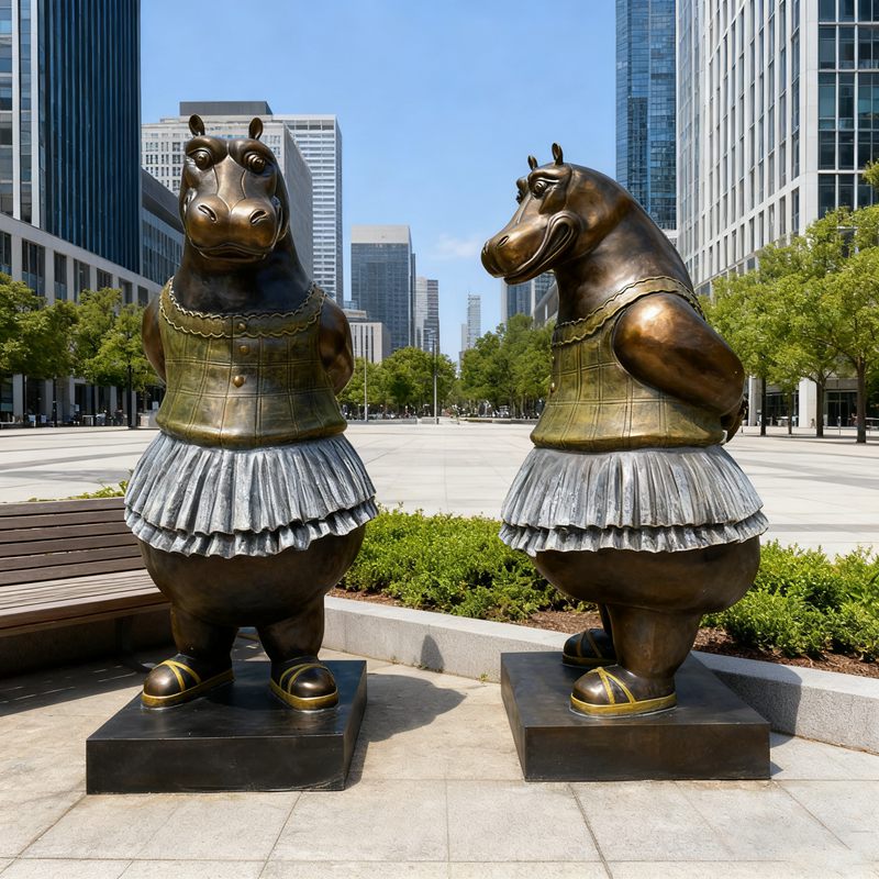 Bronze Hippo Ballerina Sculptures cast by YouFine