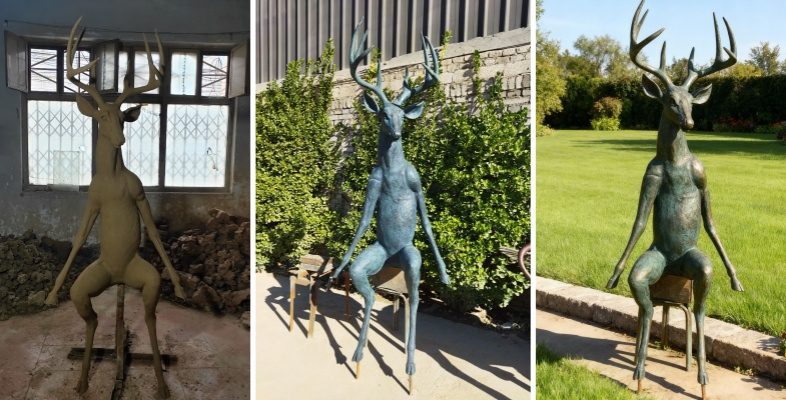 Scioto Lounge Sitting Deer Statue