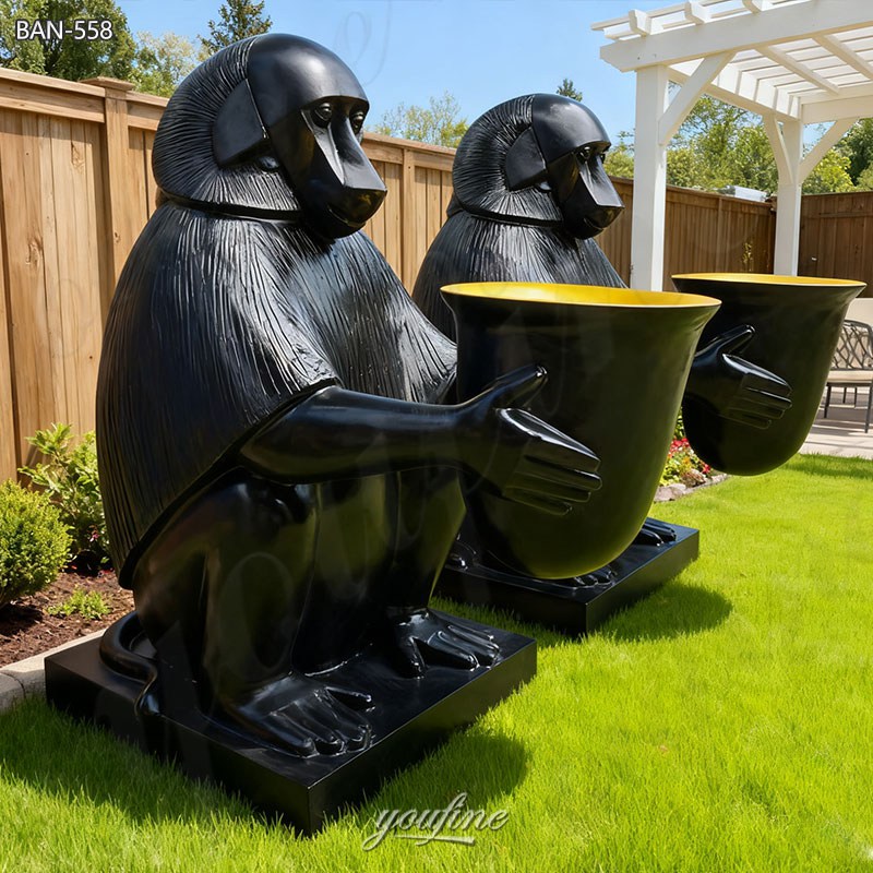 bronze baboon lamp statues