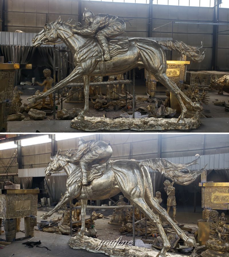 horse and jockey statue after polishing