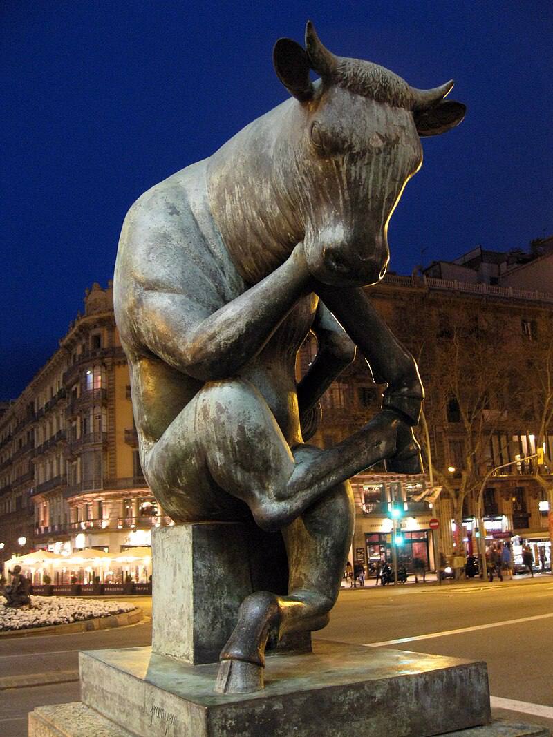 thinking bull statue