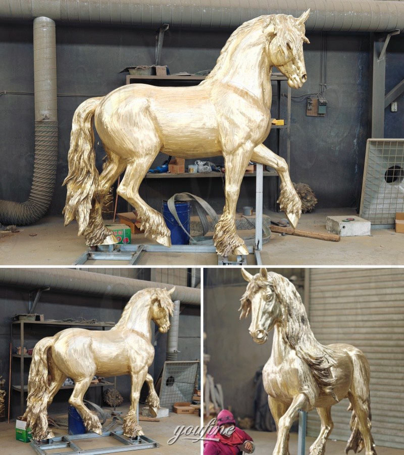 Bronze Large Outdoor Horse Statue after polishing
