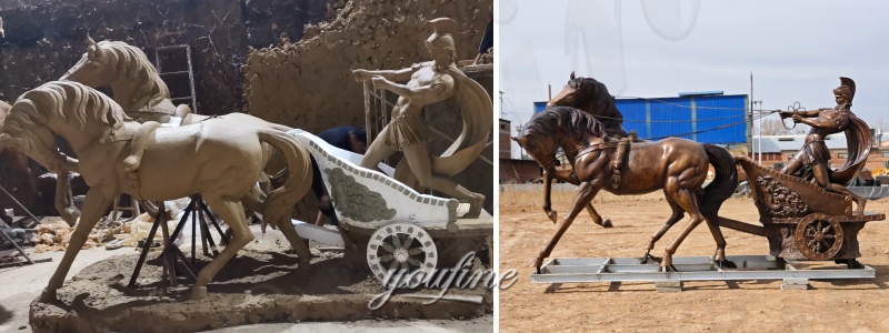 Clay Model & Finished Chariot Statue