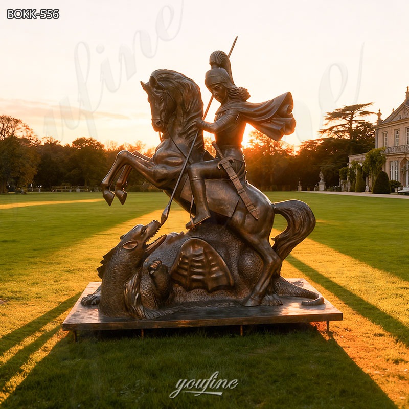 St George slaying the dragon bronze sculpture