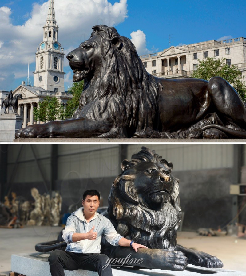 Trafalgar Square Lions & YouFine Bronze Lying Lion Statue