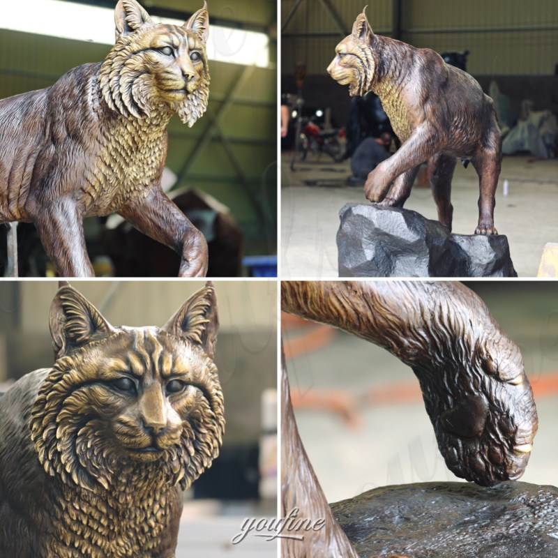 bronze life size bobcat details