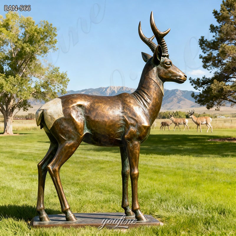bronze pronghorn sheep statue