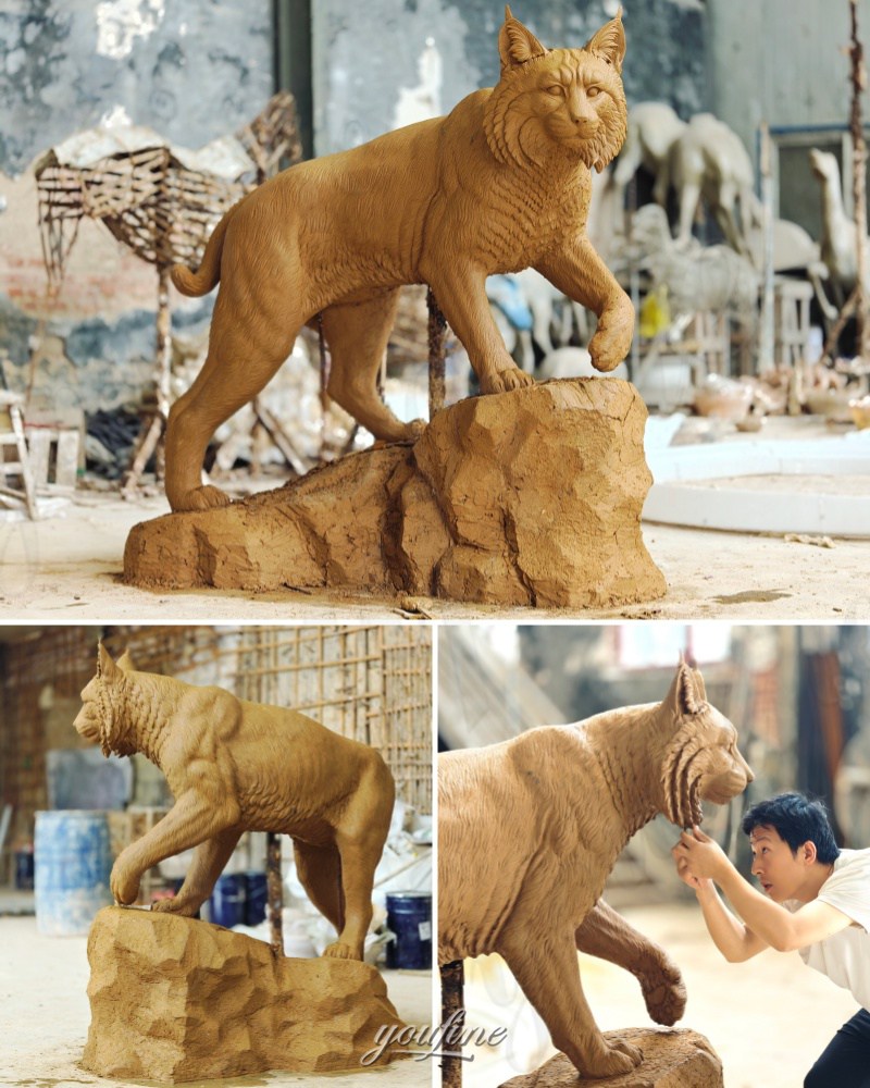 life size bobcat clay model