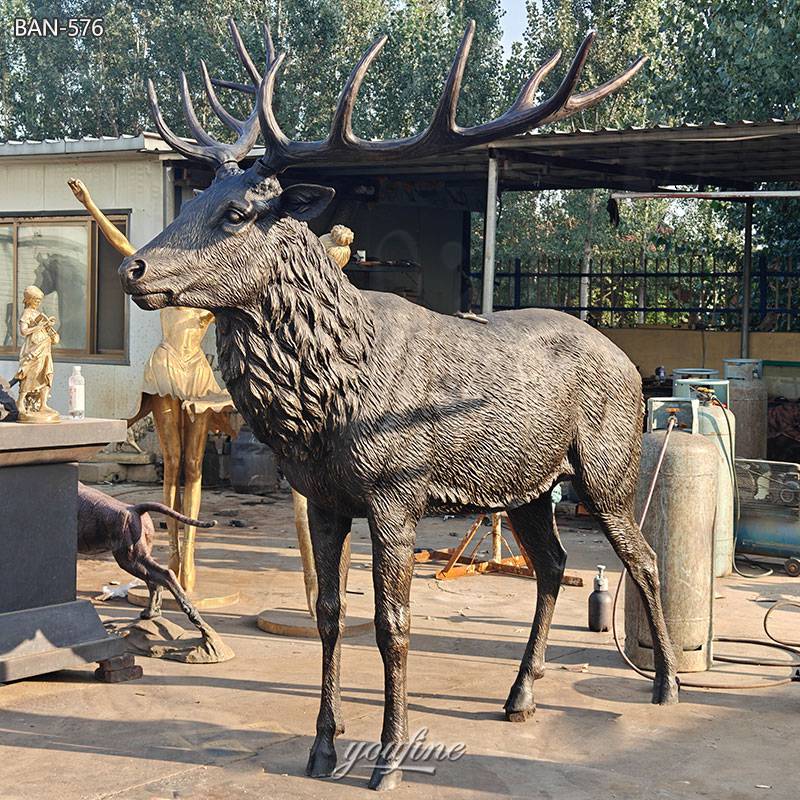 life size bronze elk yard statue