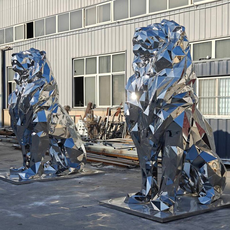 Giant Geometric Lion Sculpture