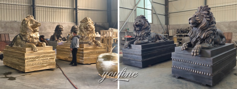 HSBC Bronze Lions with Base
