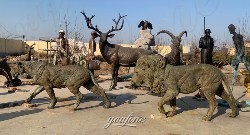 finished lion and lioness statue