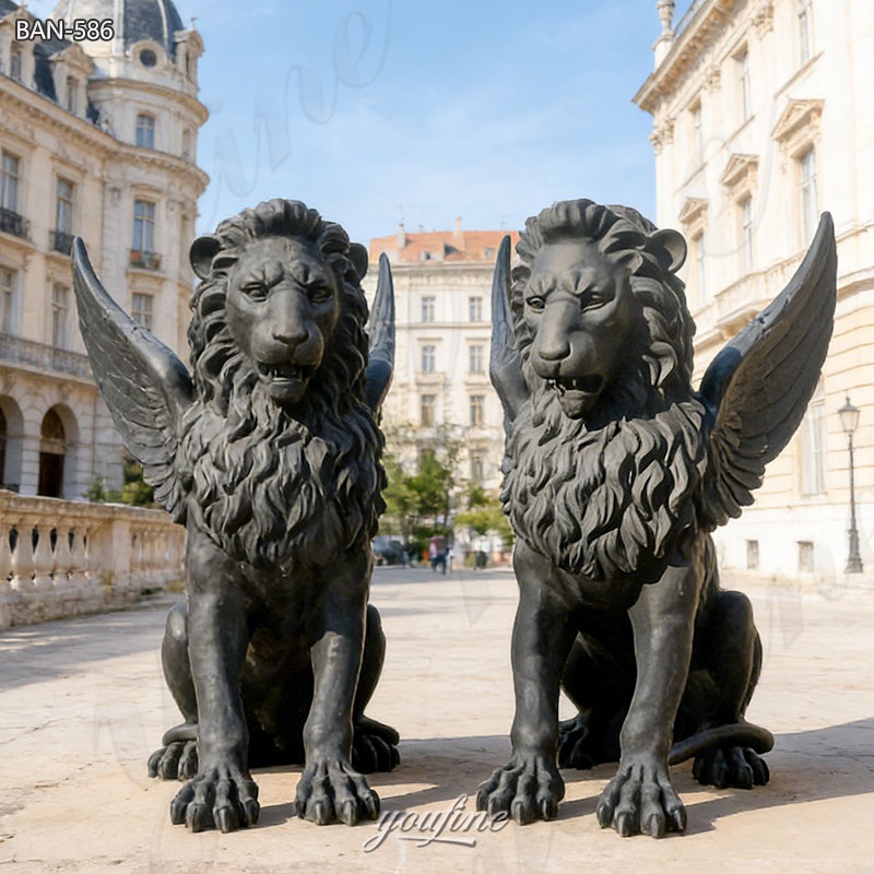 flying lion statues