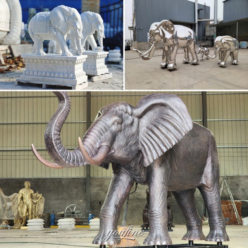 Different Material of Elephant Sculpture
