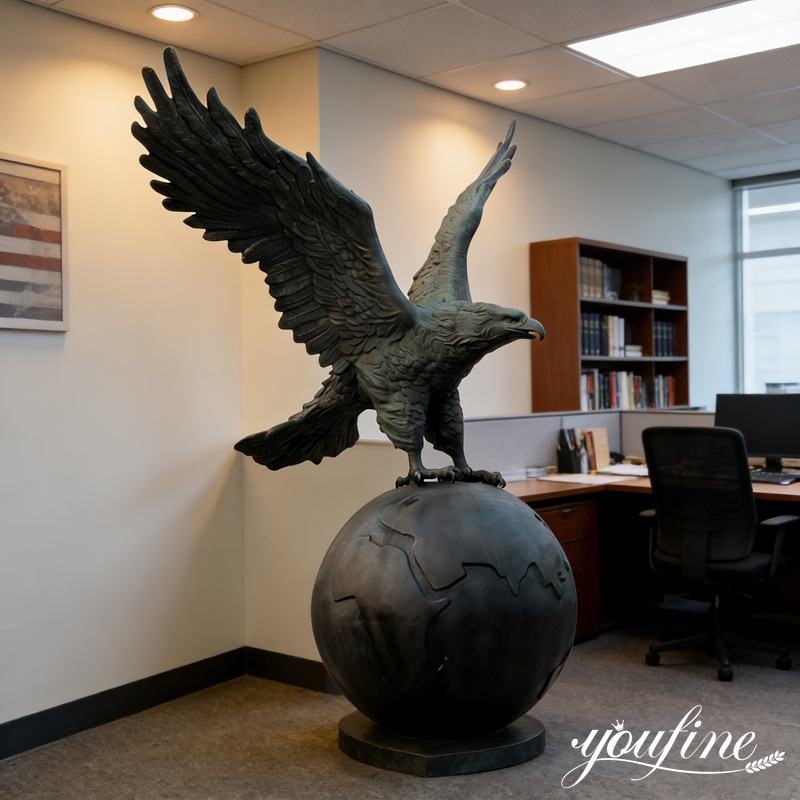 eagle on ball statue for office
