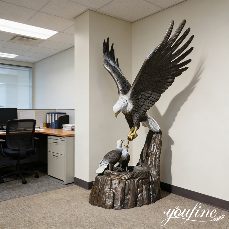 eagle with baby statue for office