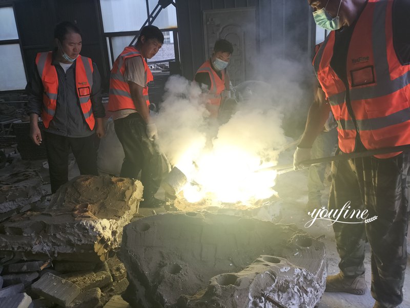 Pouring Molten Bronze into the Horse Molds