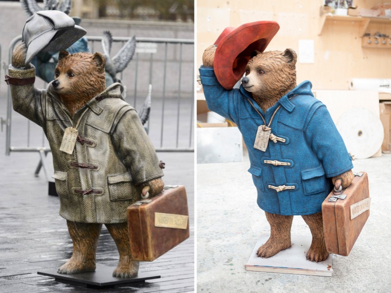 bronze and Resin Paddington Bear Statues