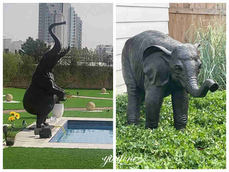 trunk up vs trunk down of elephant statue