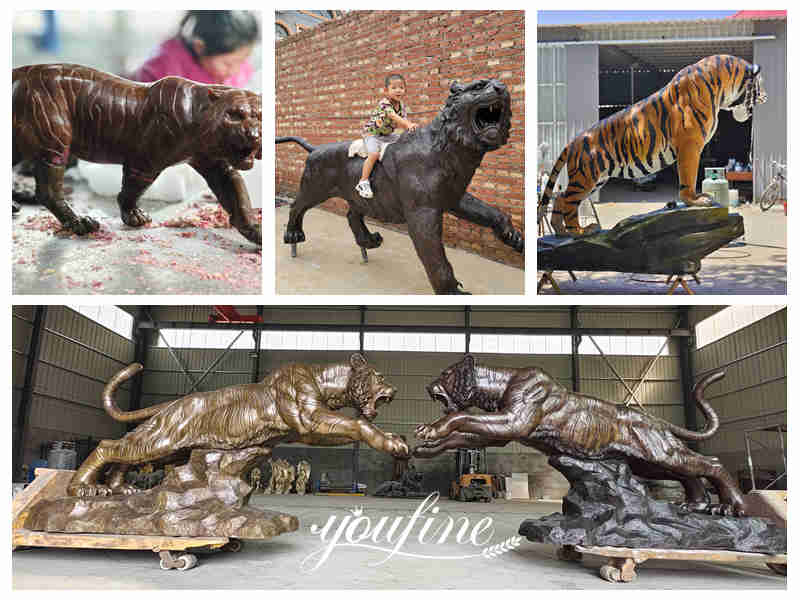different size of tiger statue