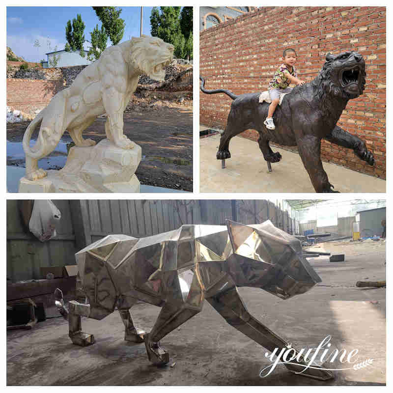 marble tiger vs. bronze tiger vs. stainless steel tiger