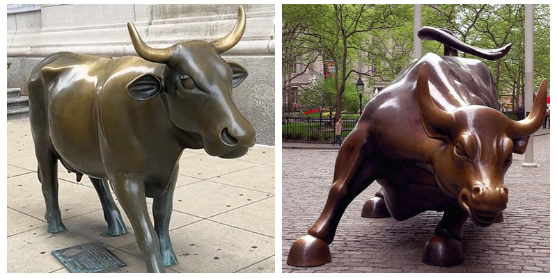 Chicago bronze cow vs Wall street charing bull