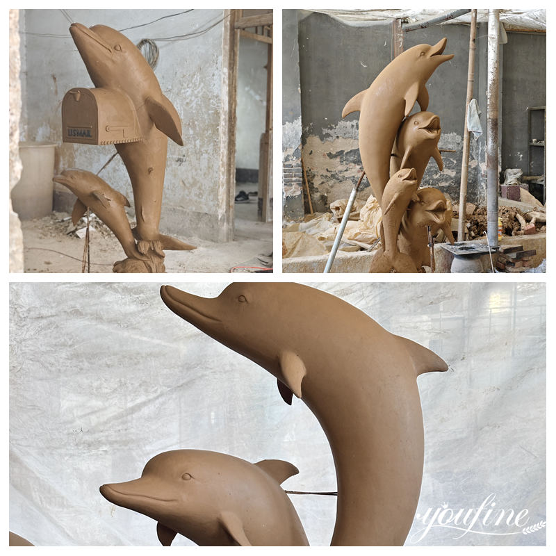dolphin statue clay models