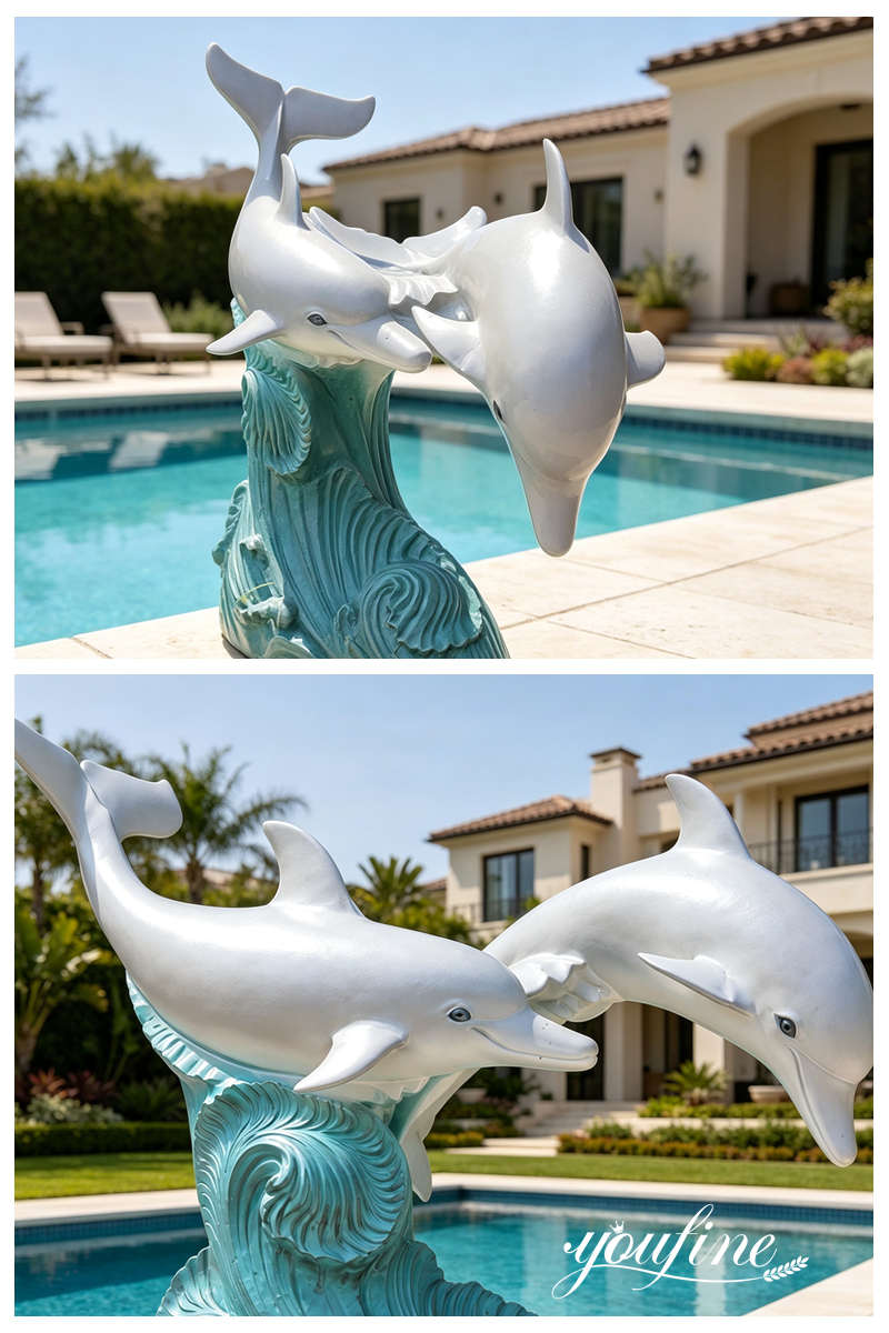 dolphin statue for pool different angle