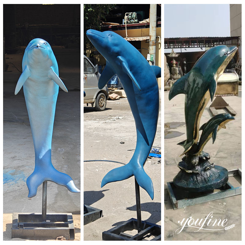 dolphin statue for pool patina