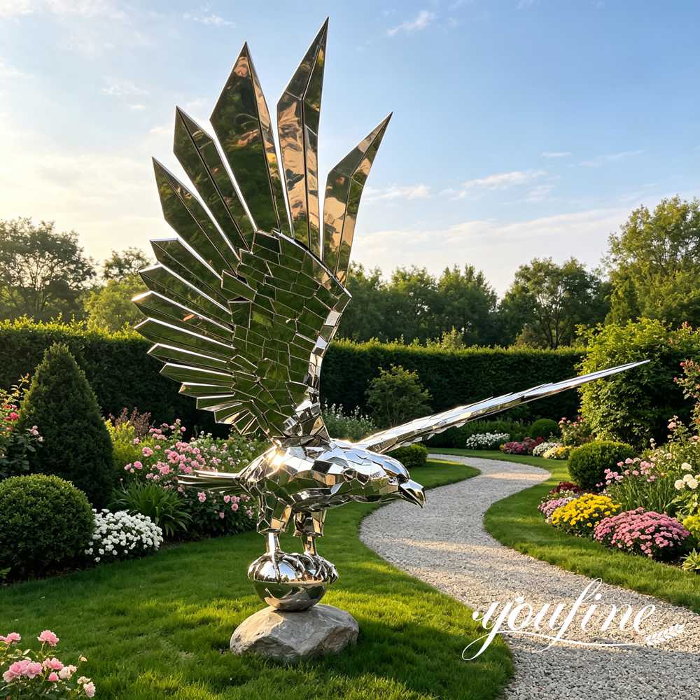 large stainless steel eagle statue