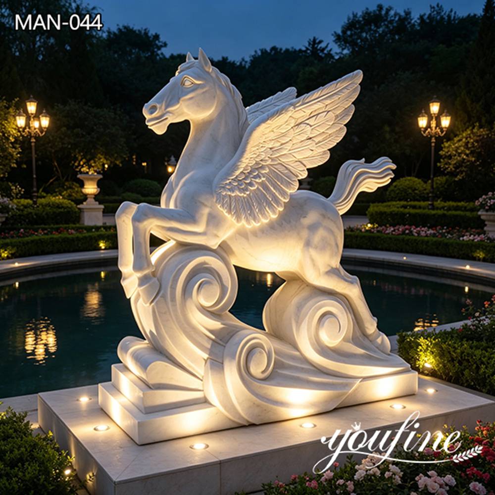 outdoor flying horse statue with led lights