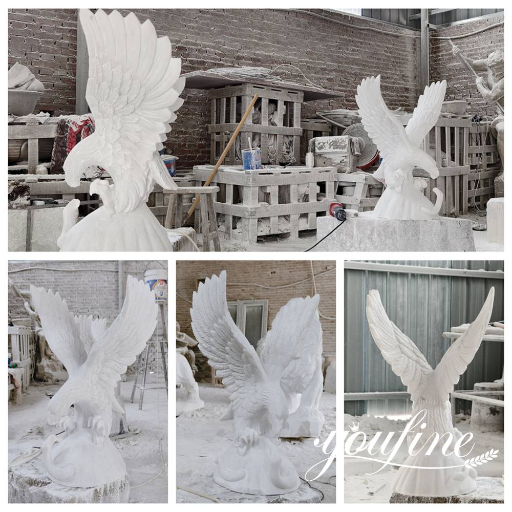 white marble eagle statue details