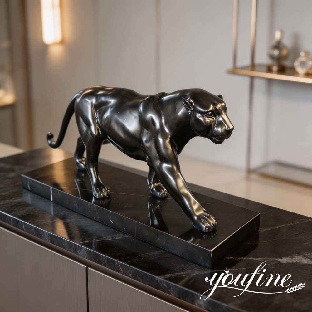 bronze black panther statue indoor