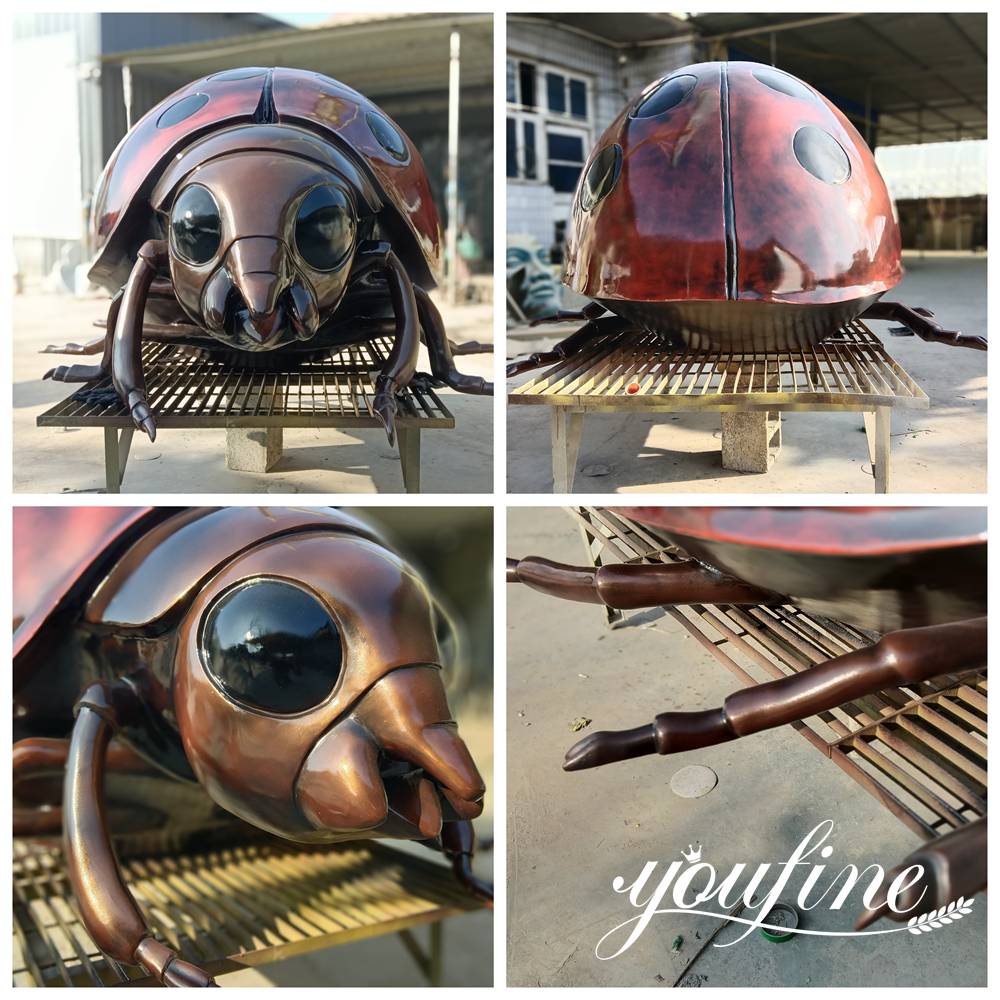 bronze ladybug sculpture details