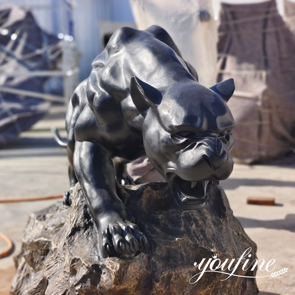 bronze panther sculpture close up