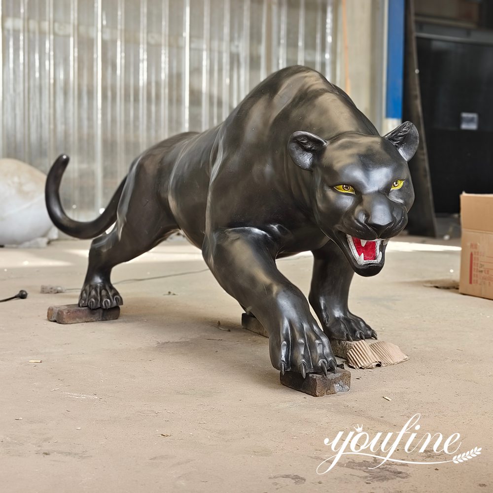 bronze panther statue in factory