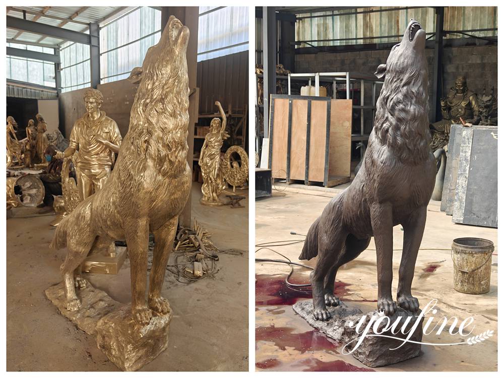 bronze wolf sculpture patina finish comparison