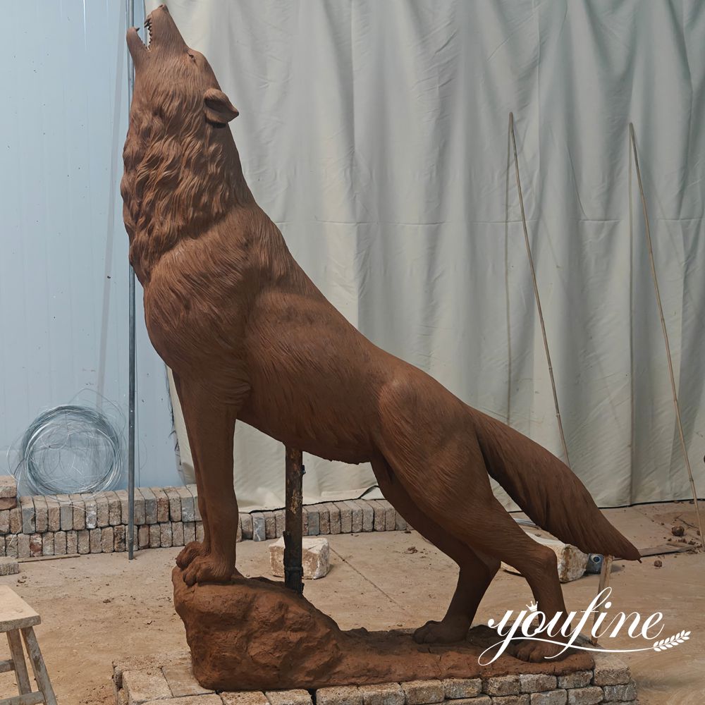 bronze wolf statue clay model sculpting process