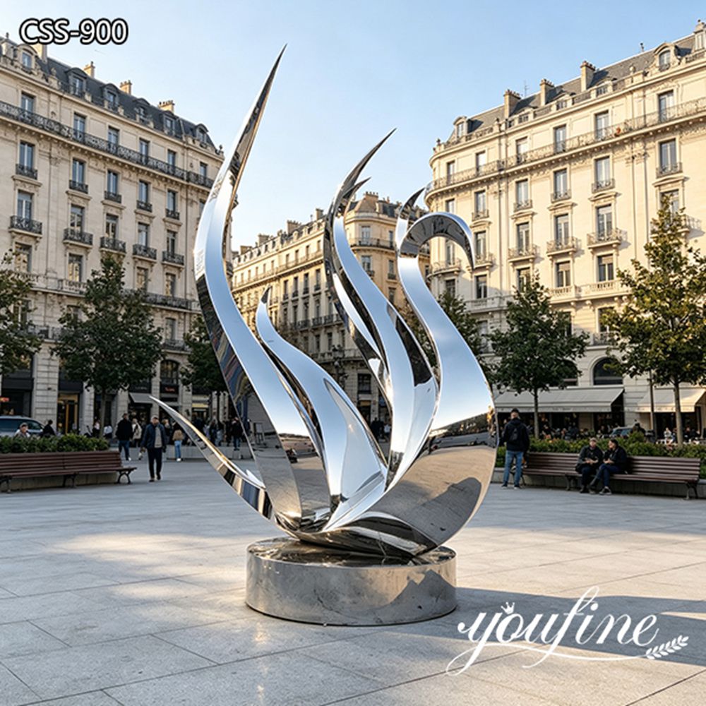 contemporary stainless steel swan sculpture