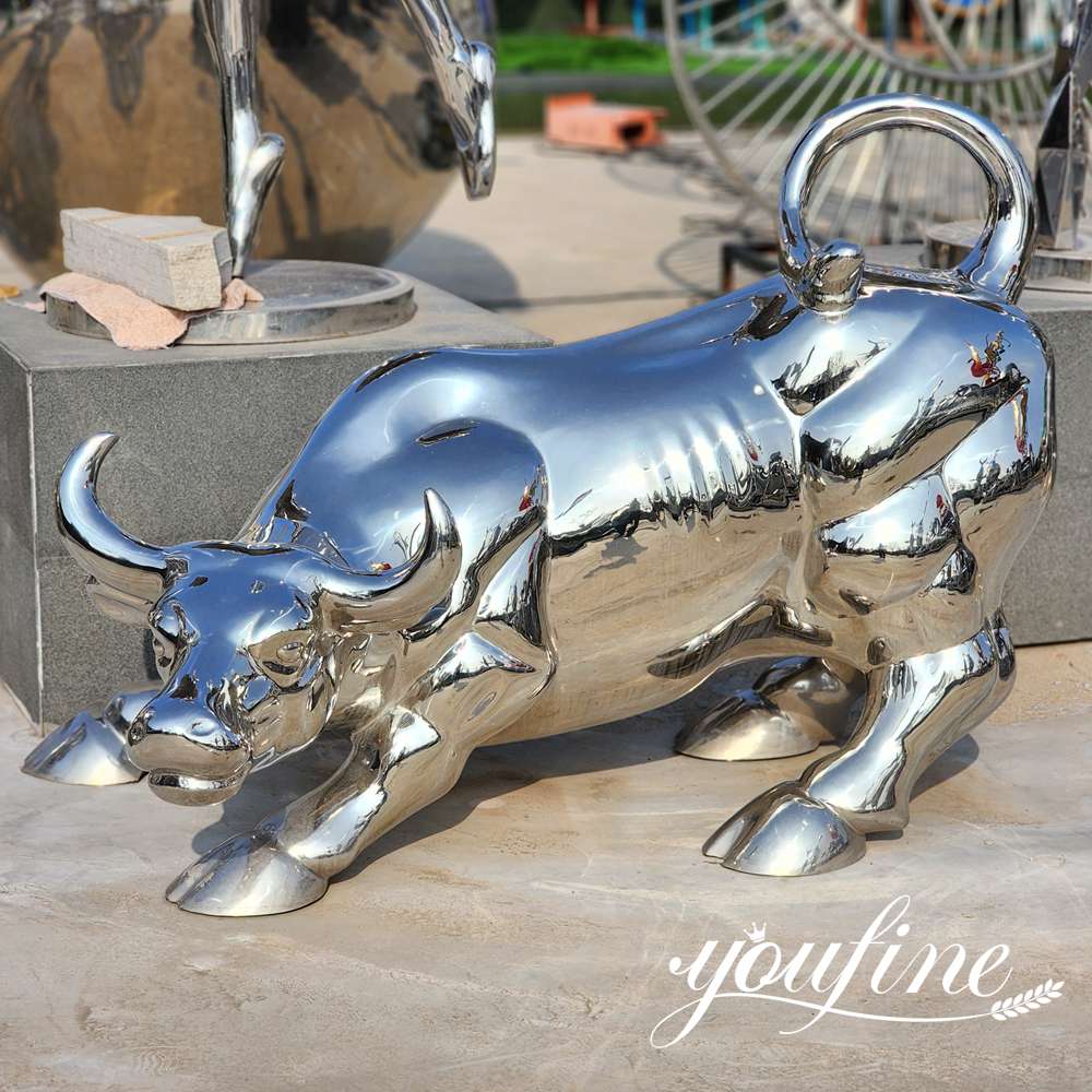 custom stainless steel bull sculpture