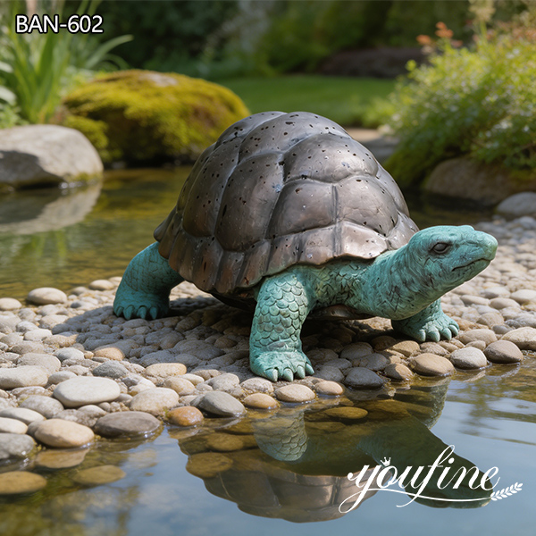 garden turtle sculpture near river
