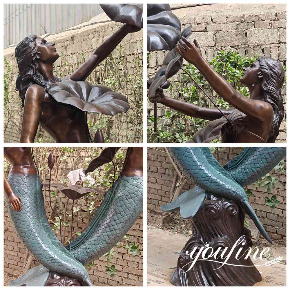large bronze mermaid statue casting details
